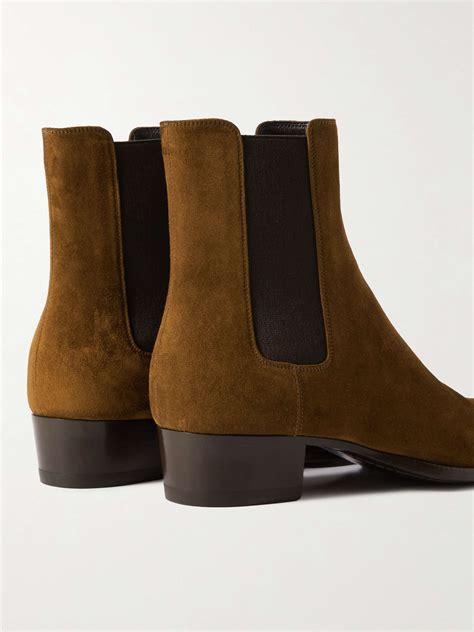 Shop Saint Laurent Wyatt Suede Chelsea Boots 